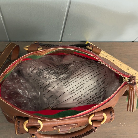 Dooney Bourke Florentine Leather Satchel Bag Chestnut Whipstitch Patina Luxe - Picture 14 of 16